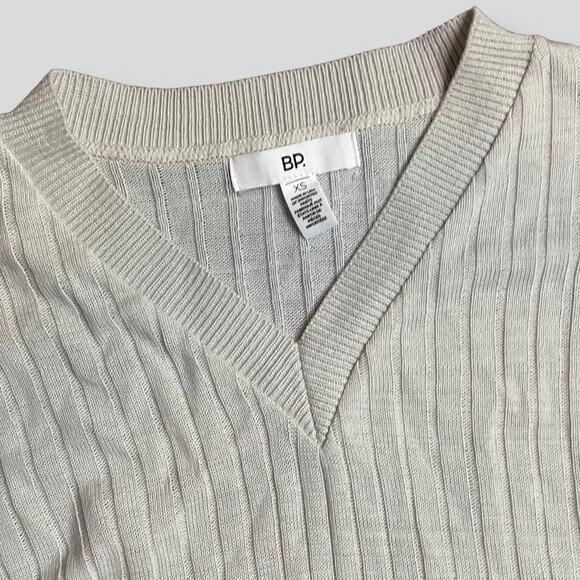 BP NEW LIGHTWEIGHT RIB KNIT CREAM SWEATER PULLOVER JUMPER V-NECK SIZE XS - Picture 5 of 8